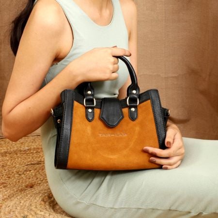 Handcrafted Hazel Charcoal Handbag Leather